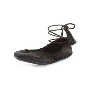 JOIE Womens Black Bandele Round Toe Lace-Up Ballet Flats 37